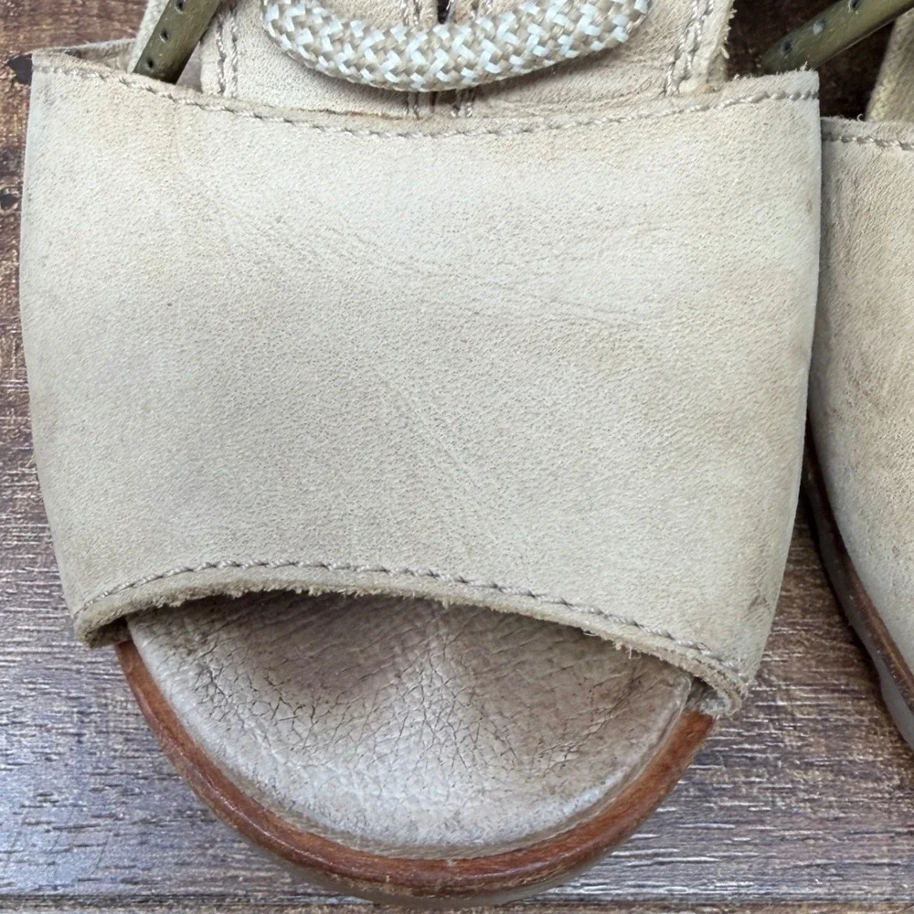 SOREL Joanie Lace Sandal Tan Suede Wedge Heel Open Toe 6